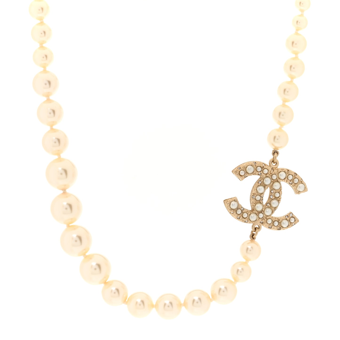 Pearl CC 100th Anniversary Necklace Light Gold