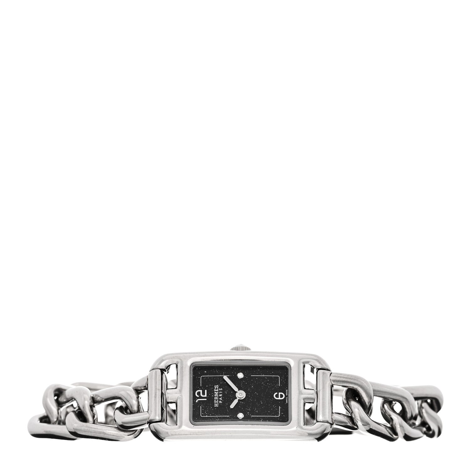 Hermes Stainless Steel Diamond Aventurine 17mm Nantucket Quartz Watch 2 of 5