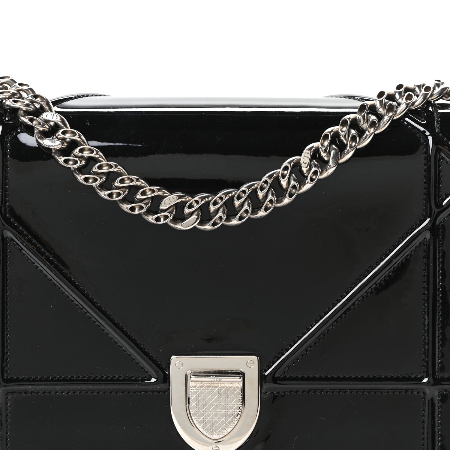 Christian Dior Patent Medium Diorama Flap Bag Black 8 of 11