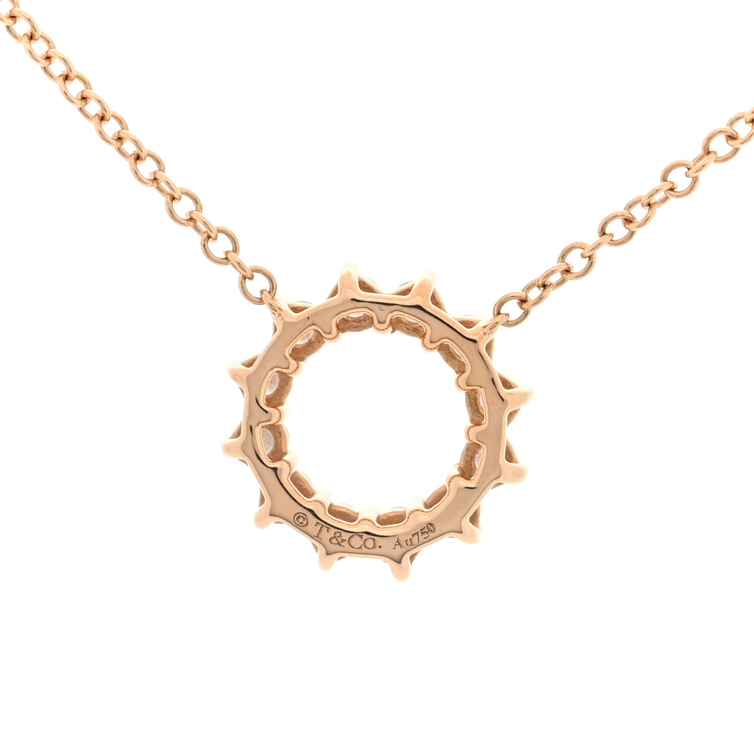 Tiffany 18K Rose Gold Diamond Mini Open Circle Pendant Necklace 4 of 6