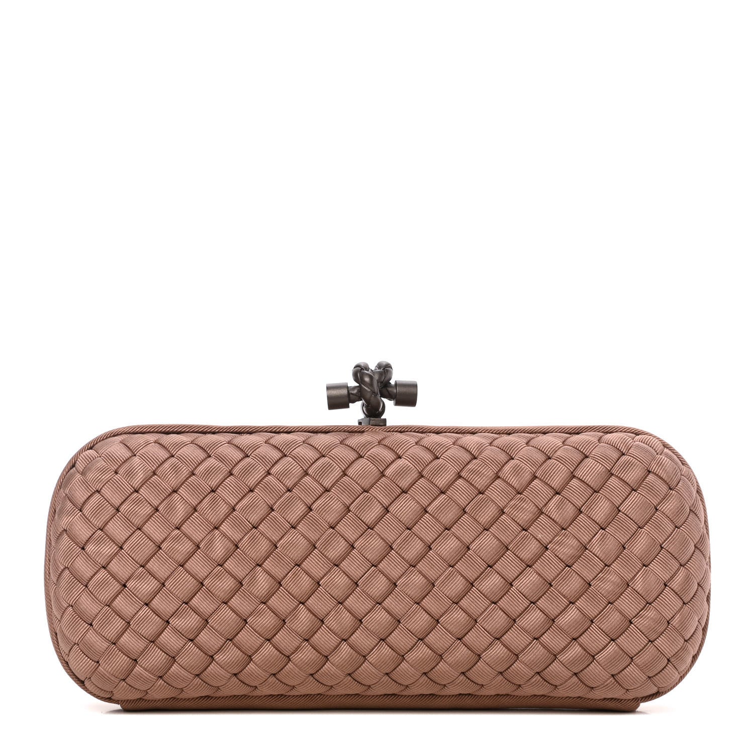 Bottega Veneta Satin Intreccio Impero Stretch Knot Clutch Camel 1 of 7