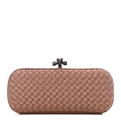 Bottega Veneta Satin Intreccio Impero Stretch Knot Clutch Camel 1 of 7