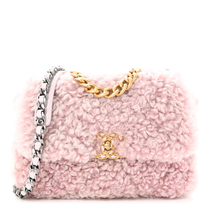 Chanel Shearling Sheepskin Medium Chanel 19 Flap Light Pink 1 of 11