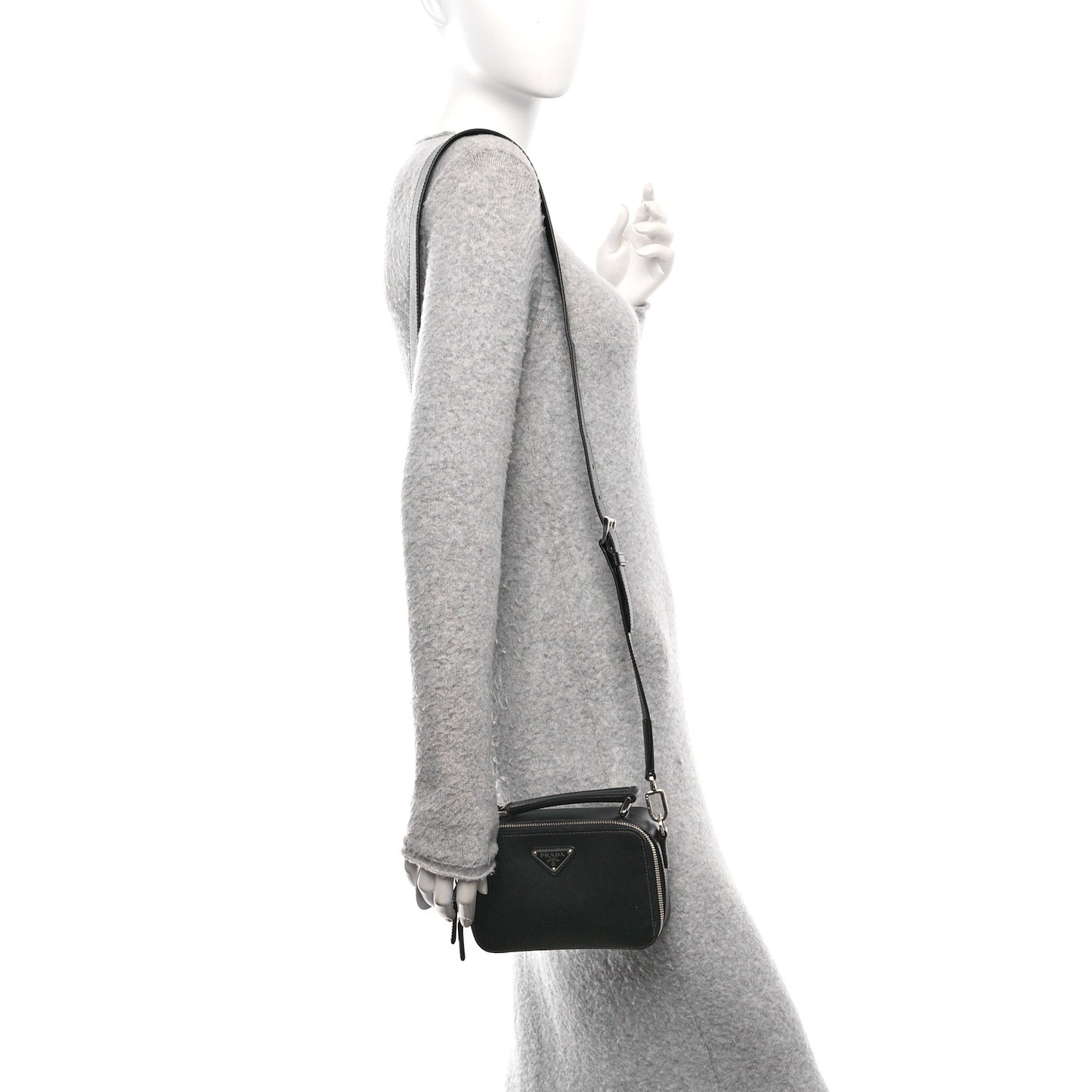 Saffiano Travel Small Brique Top Handle Crossbody Bag Black