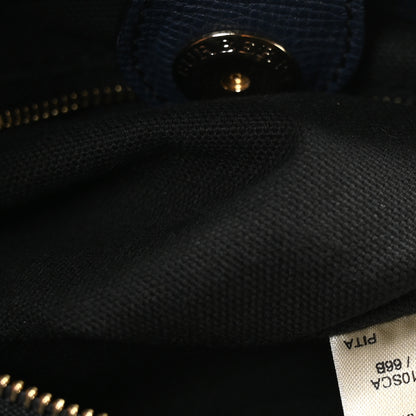 Burberry Grainy Calfskin House Check Small Banner Tote Ink Blue 7 of 10