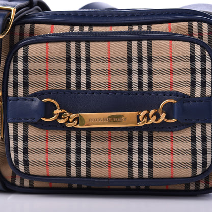 Burberry Smooth Calfskin 1983 Knight Check Link Camera Bag Navy 10 of 10
