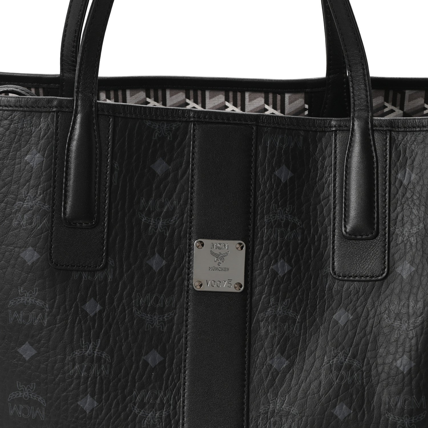 MCM Visetos Medium Liz Reversible Shopper Tote Black 8 of 10