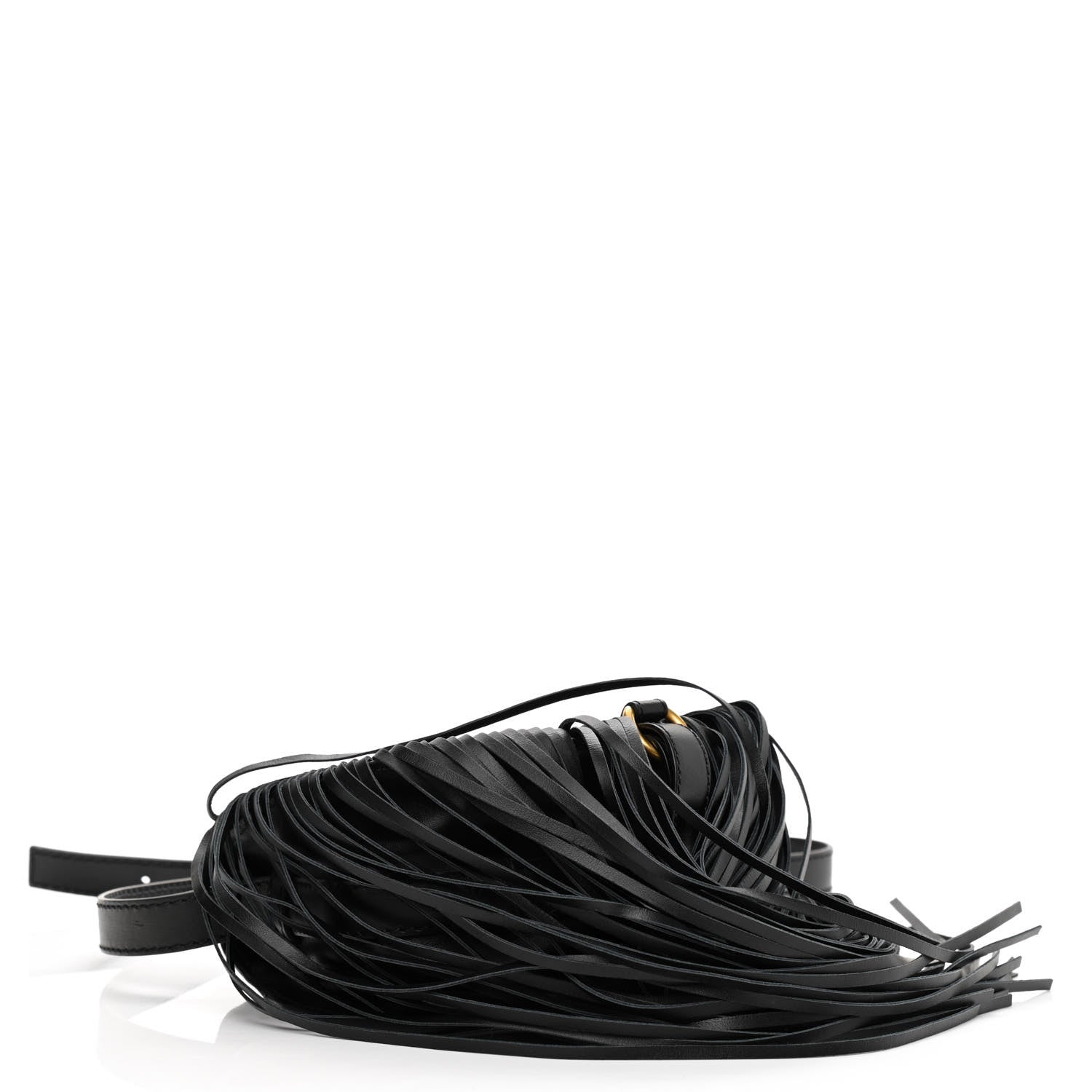 Chloe Calfskin Mini Marcie Round Fringe Crossbody Bag Black 4 of 9