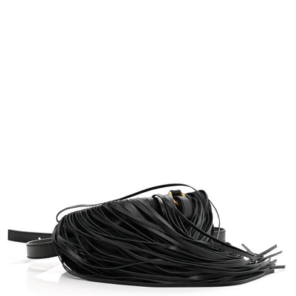 Chloe Calfskin Mini Marcie Round Fringe Crossbody Bag Black 4 of 9
