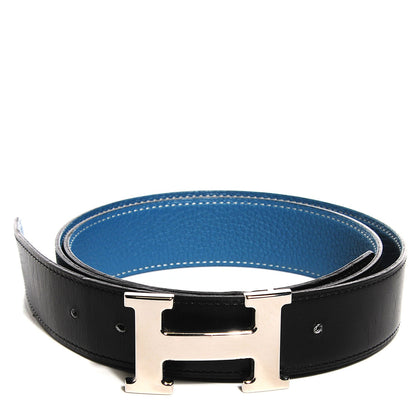 Hermes Togo Box 32mm H Belt 90 Blue Jean Noir 9 of 18