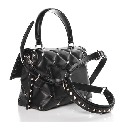 Valentino Garavani Lambskin VLTN Print Candystud Top Handle Bag Black 3 of 13