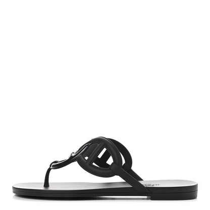Hermes Rubber Womens Egerie Sandals 36 Black 1 of 8