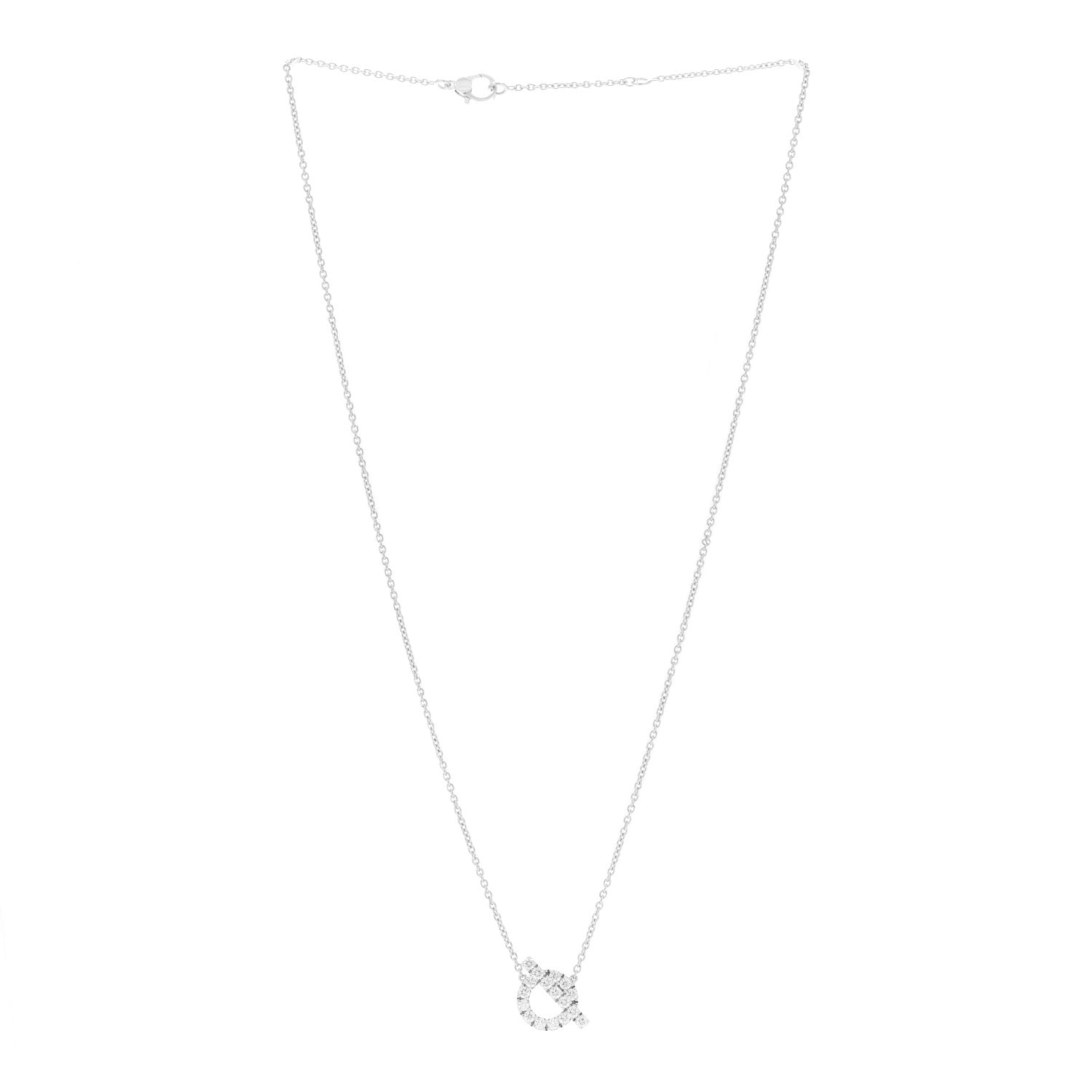 Hermes 18K White Gold Diamond Finesse Pendant Necklace 3 of 7
