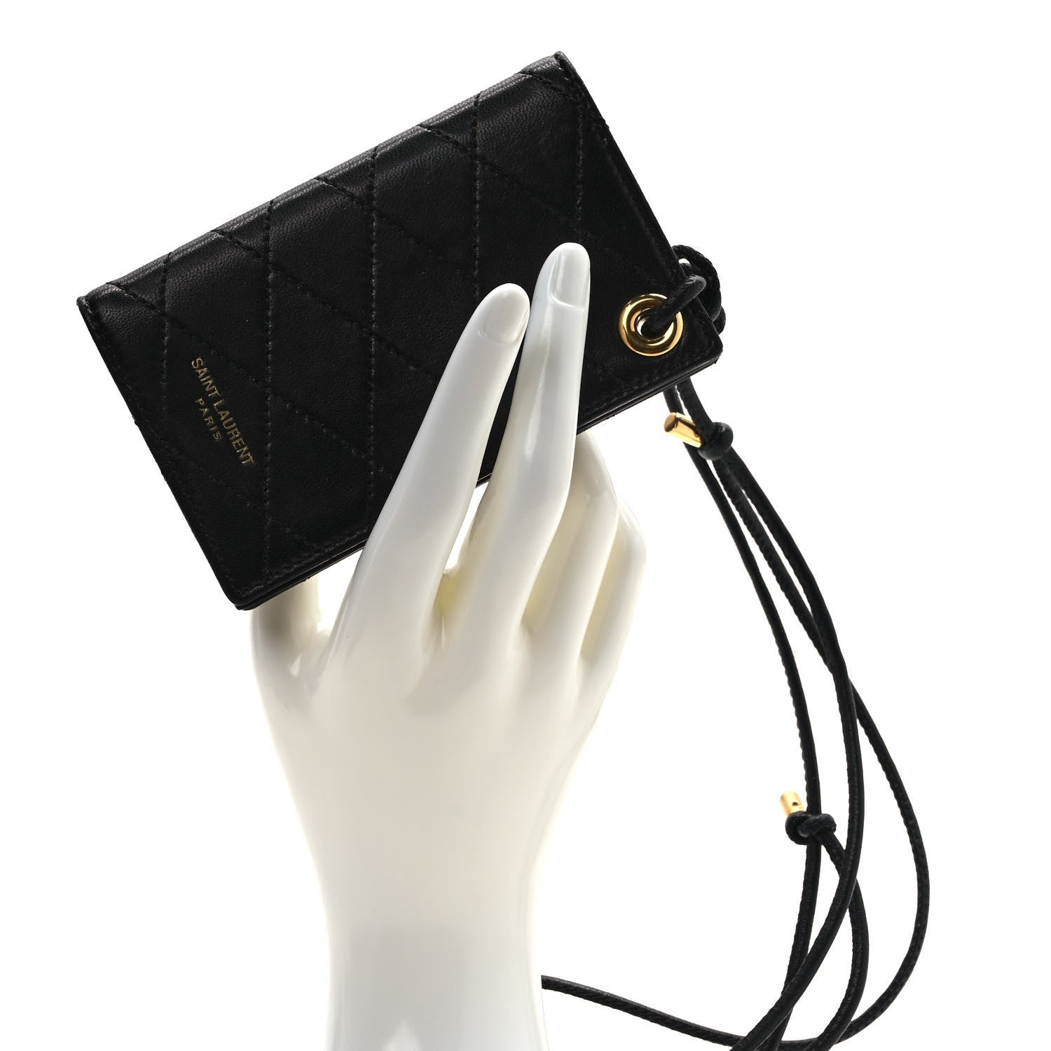 Saint Laurent Lambskin Quilted Flip Card Case Black 2 of 6