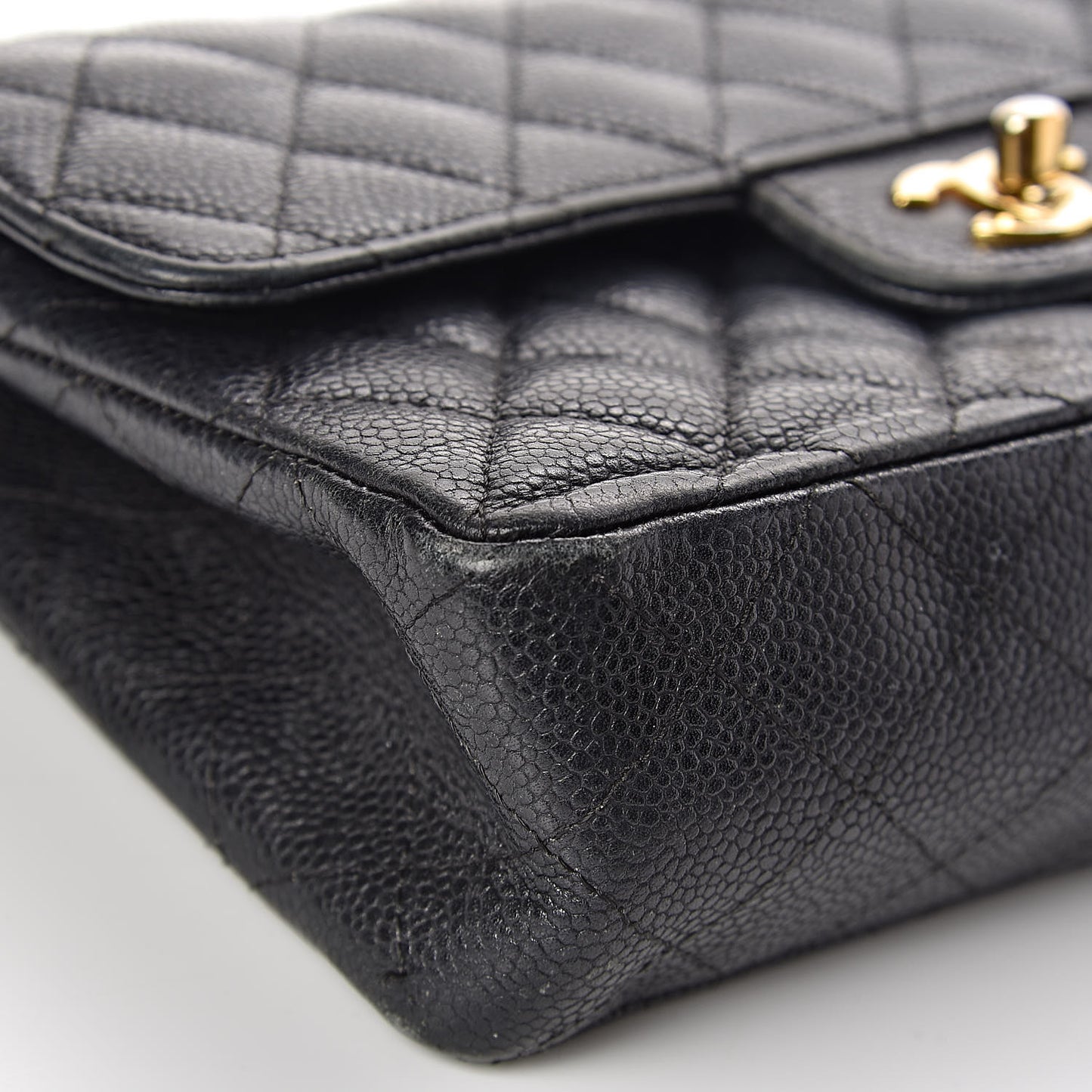 Caviar Quilted Small Double Flap Black