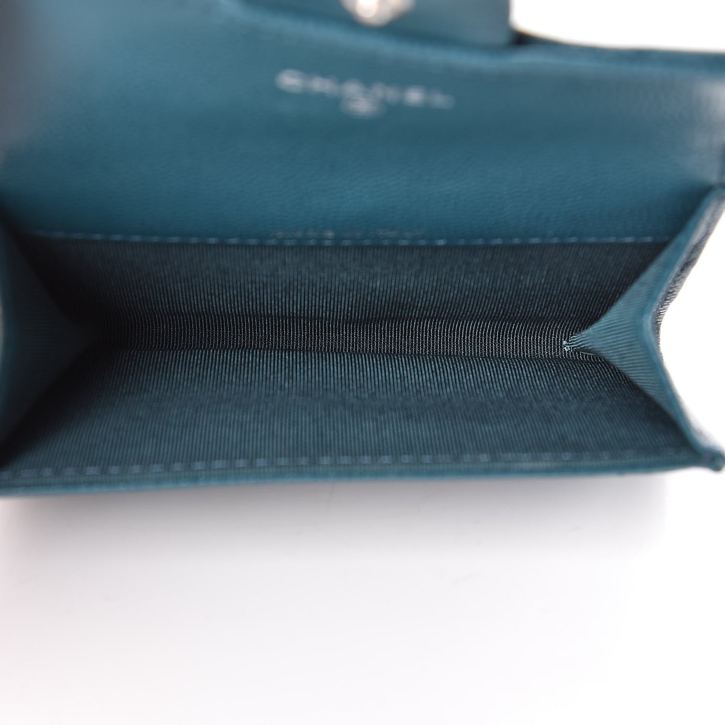 Caviar Quilted Flap Card Holder Dark Turquoise