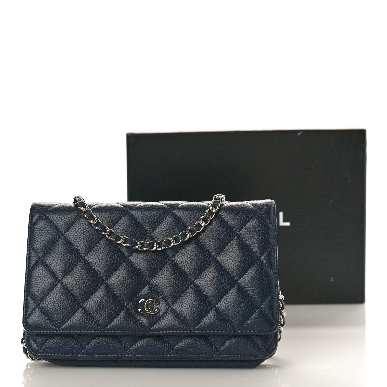 Chanel Caviar Quilted Wallet on Chain WOC Navy 11 of 11