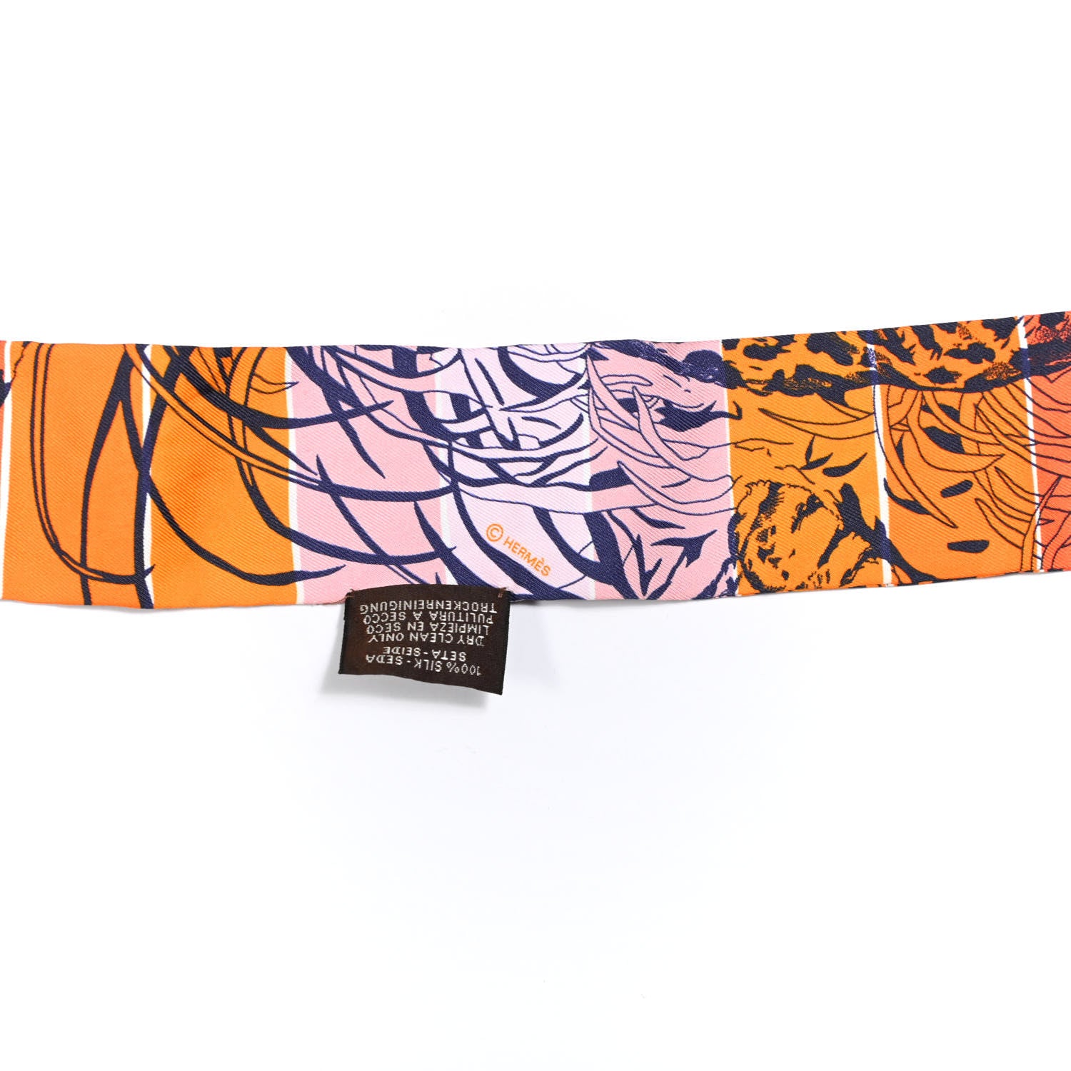Hermes Silk Jungle Love Rainbow Twilly Orange Encre Vieux Rose 3 of 4