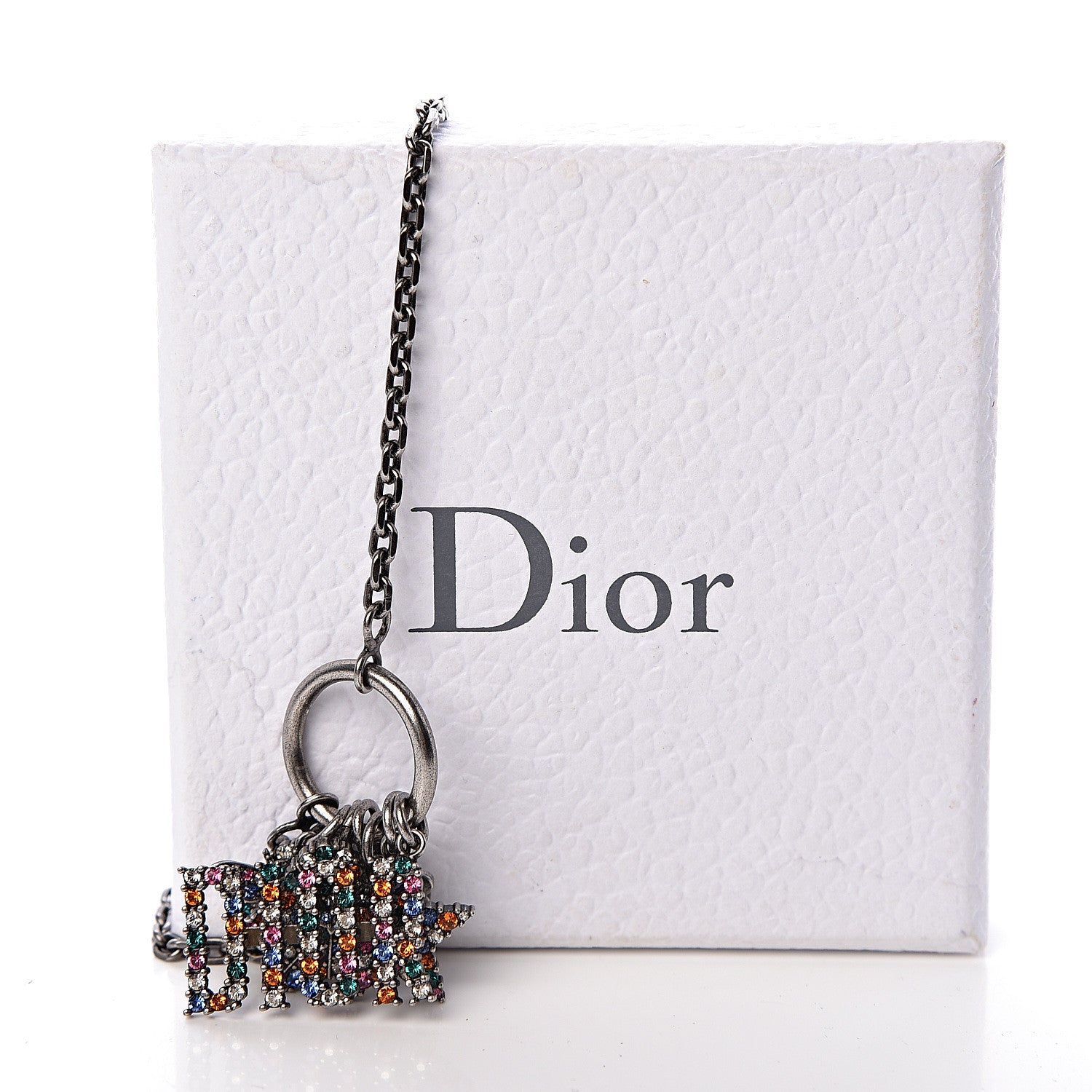 Christian Dior Metal Crystal Charms Necklace Multicolor 5 of 5