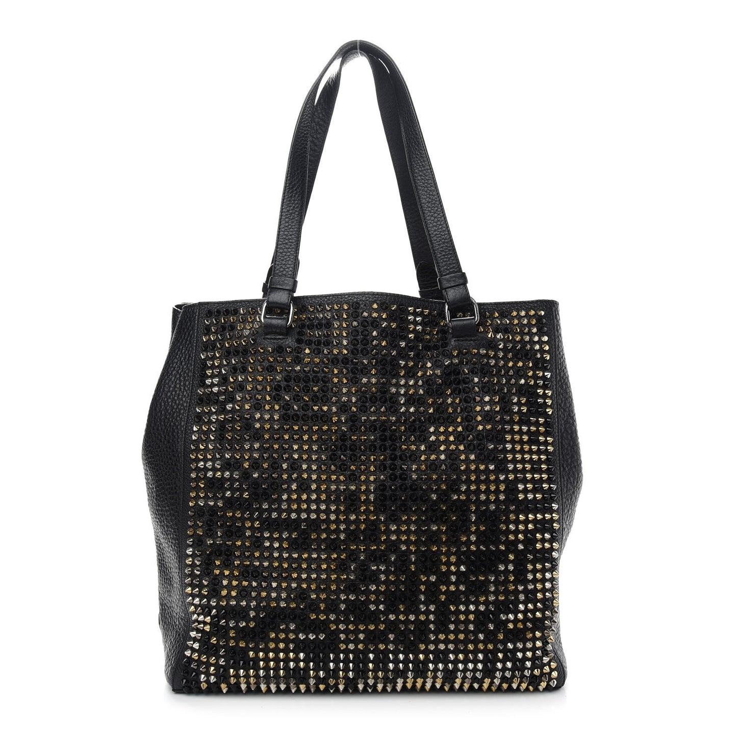Calfskin Panettone Spiked Shopper Tote Black