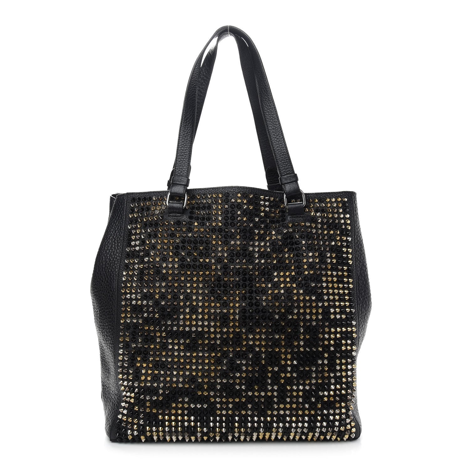 Christian Louboutin Calfskin Panettone Spiked Shopper Tote Black 1 of 13