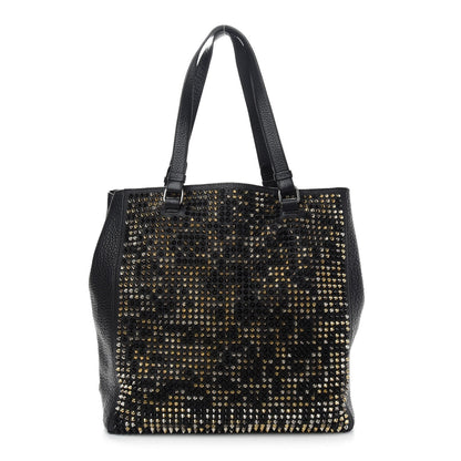 Christian Louboutin Calfskin Panettone Spiked Shopper Tote Black 1 of 13