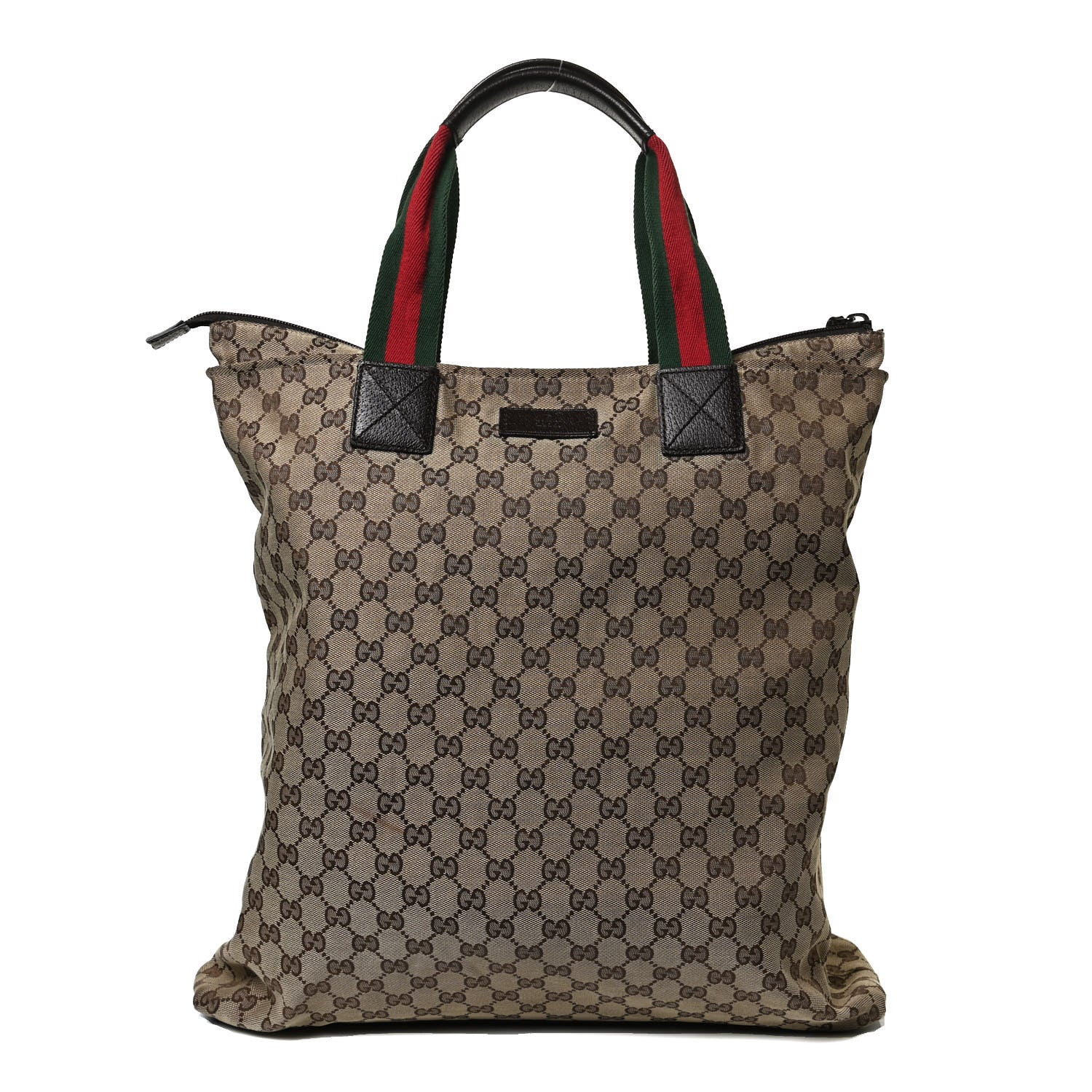 Gucci GG Monogram Large Web Handle Vertical Tote Dark Brown 1 of 14