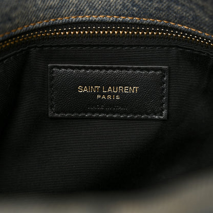 Saint Laurent Denim Quilted Small Loulou Puffer Monogram Chain Satchel Blue Cinnamon 6 of 11