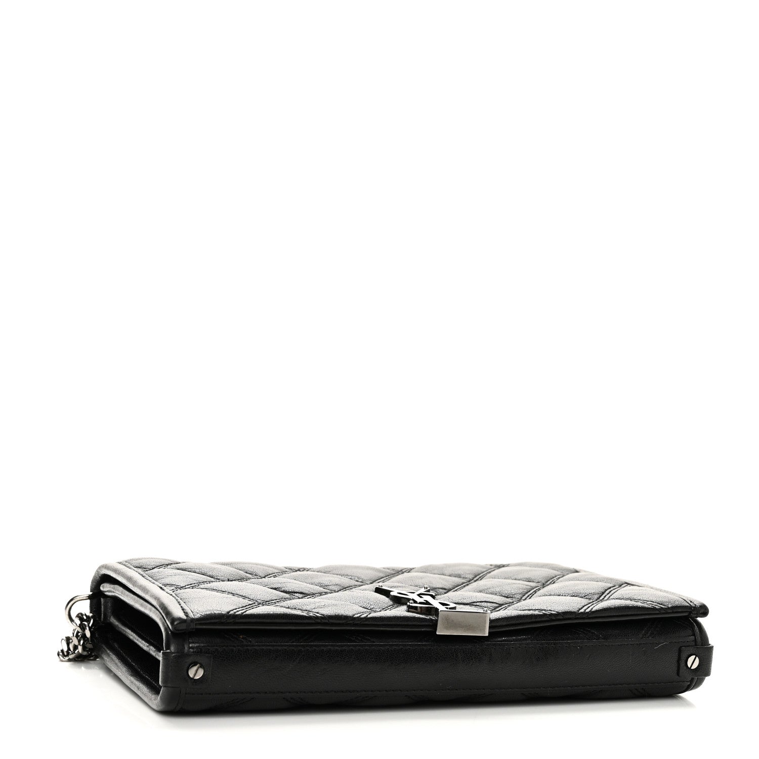 Saint Laurent Lambskin Diamond Quilted Becky Chain Wallet Black 4 of 17