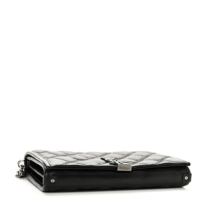 Saint Laurent Lambskin Diamond Quilted Becky Chain Wallet Black 4 of 17
