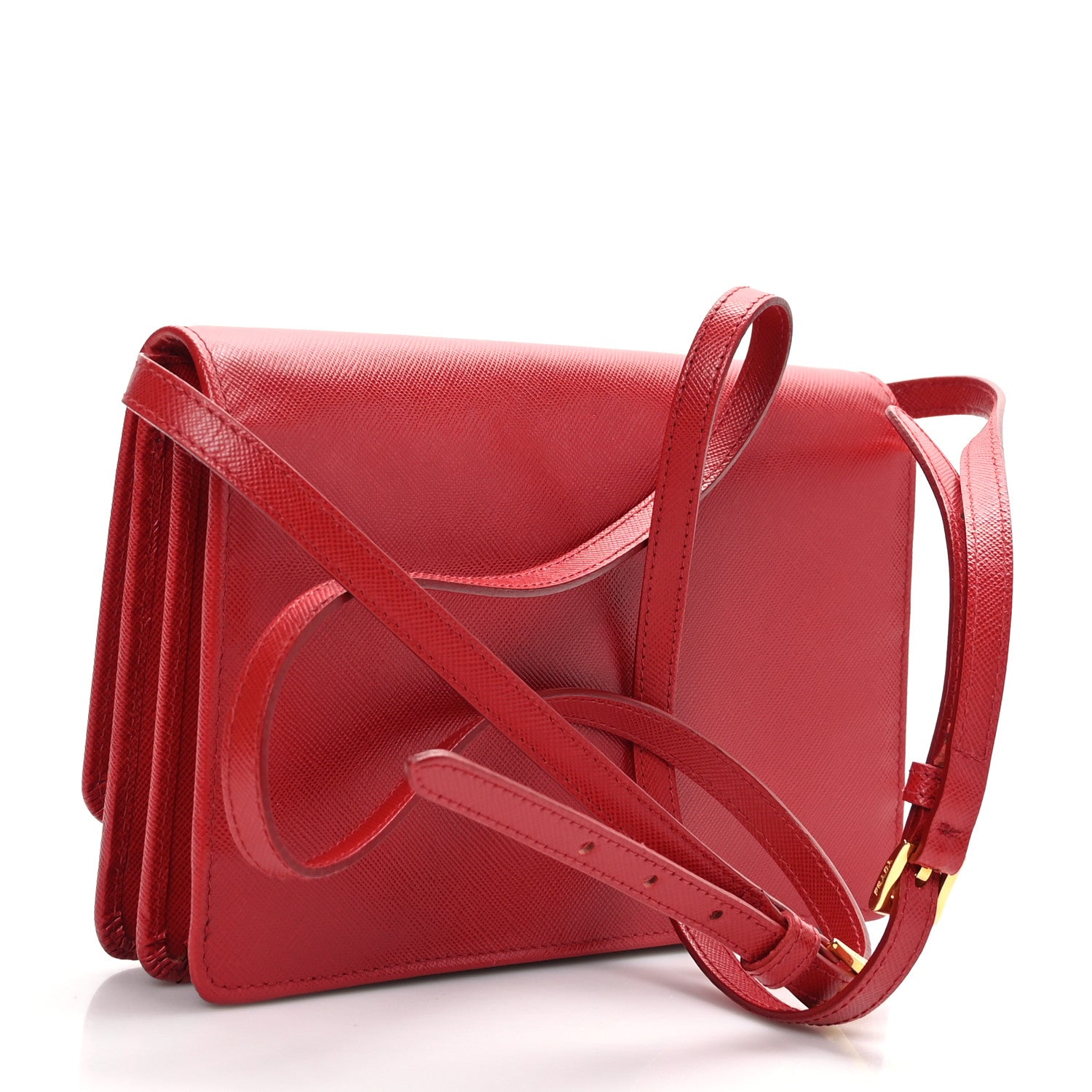 Prada Saffiano Metal Flap Wallet With Strap Fuoco 3 of 13