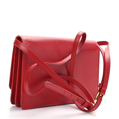 Prada Saffiano Metal Flap Wallet With Strap Fuoco 3 of 13
