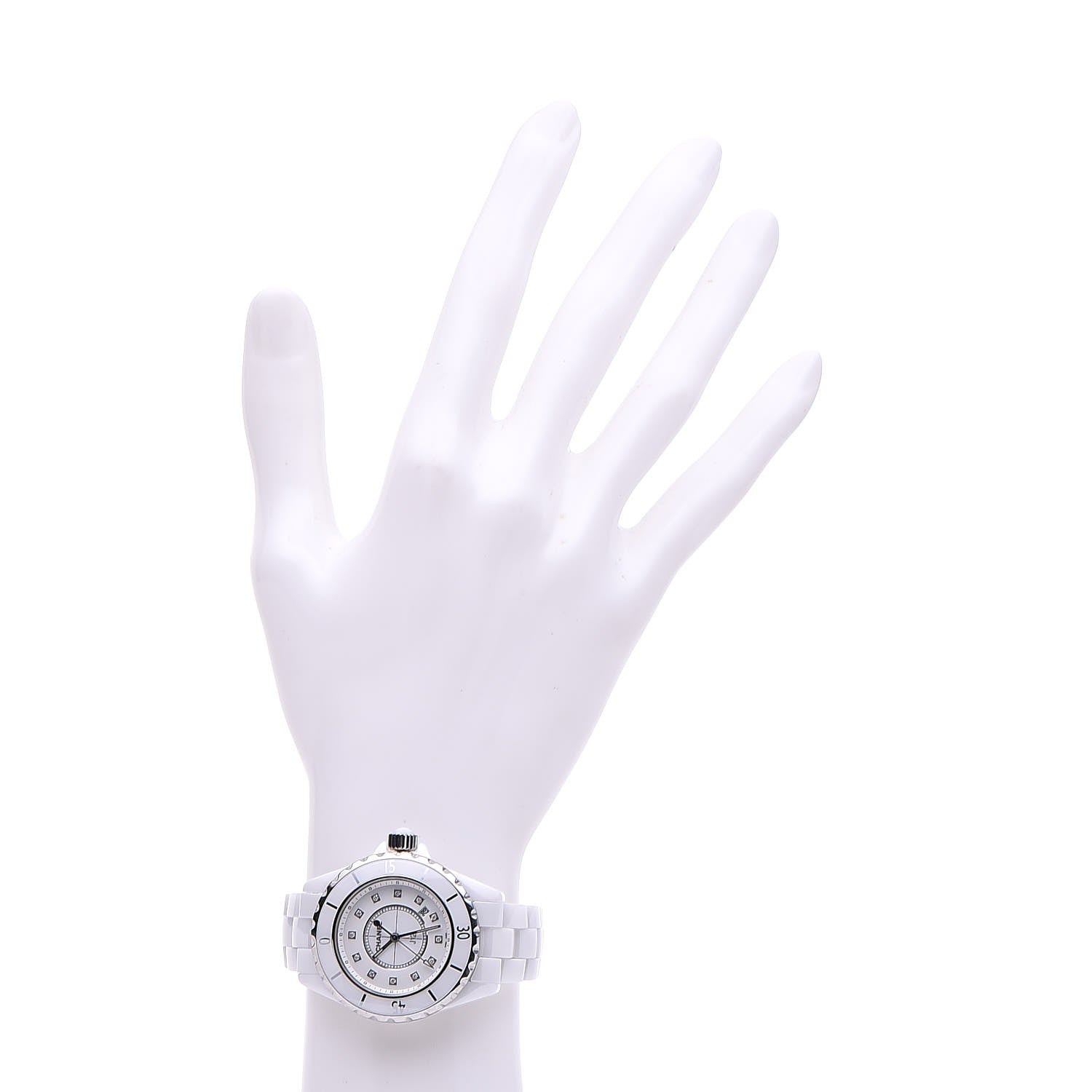 Chanel Stainless Steel Ceramic Diamond 33mm J12 Quartz Watch White 2 of 7