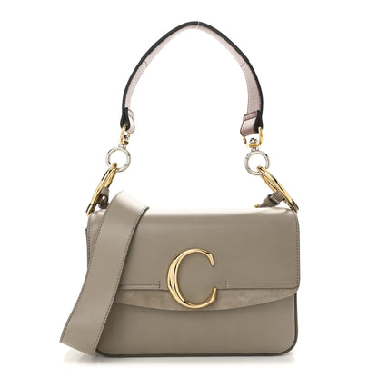 Chloe Shiny Calfskin Suede Small C Double Carry Bag Motty Grey 1 of 10