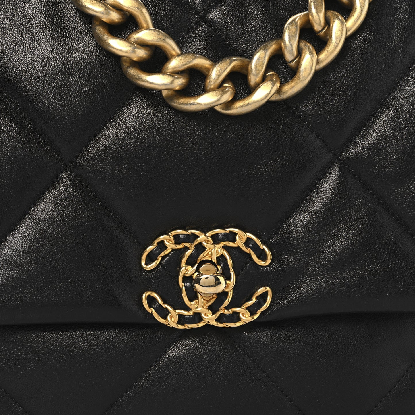 Lambskin Quilted Large Chanel 19 Flap Black