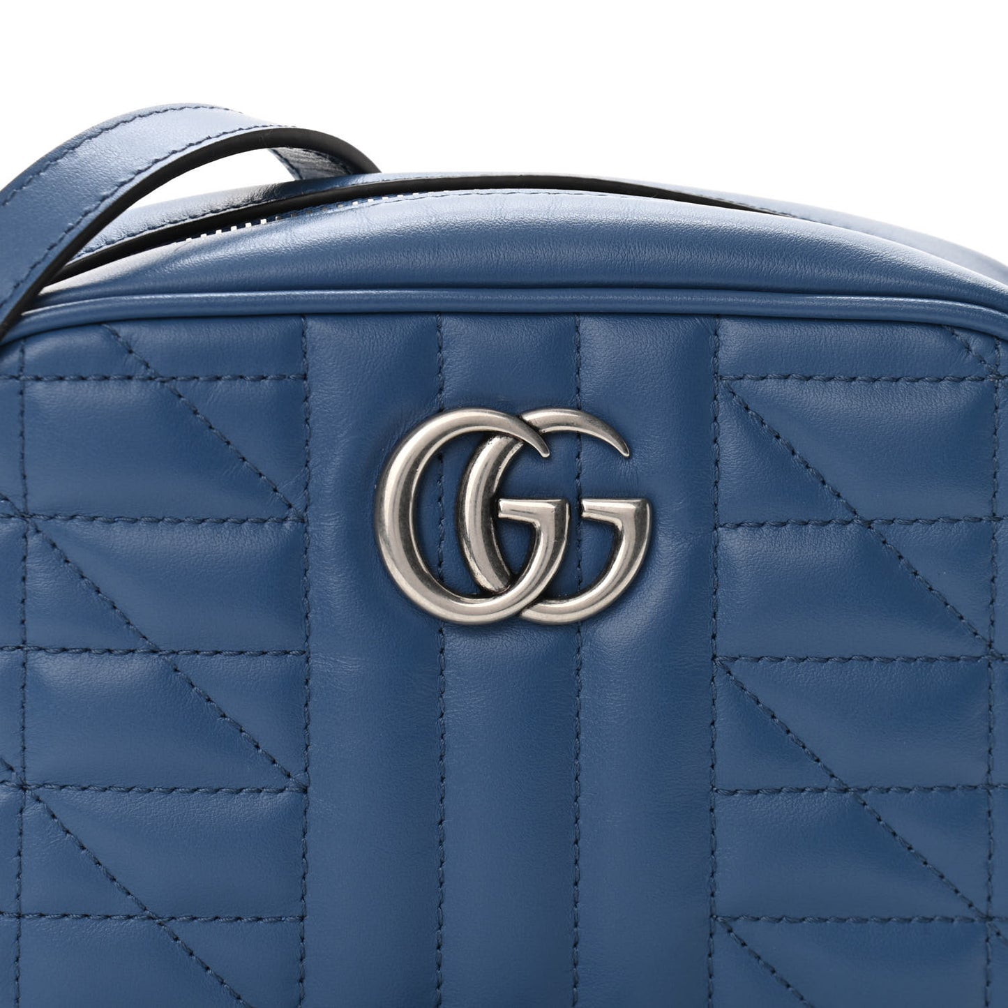 Calfskin Matelasse Aria Mini GG Marmont Chain Shoulder Bag Clear Blue