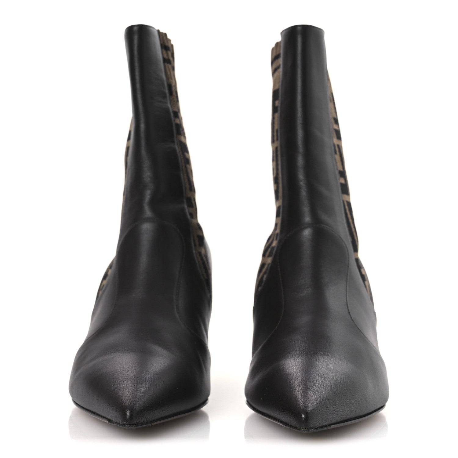 Fendi Nappa Microfiber Fabric FF Rockoko 55mm Sock Boots 37 Ebano Tobacco Black 3 of 9