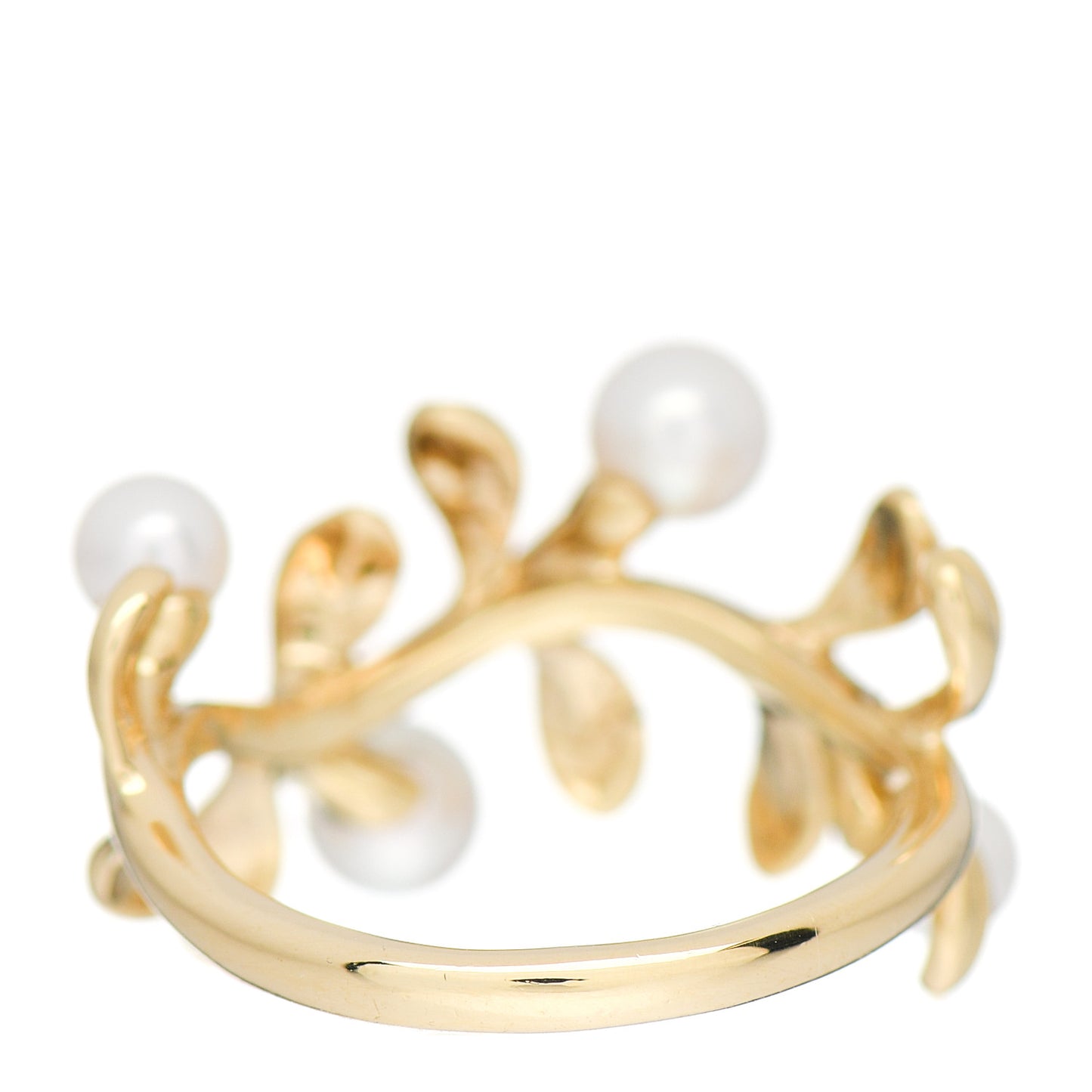 18K Yellow Gold Akoya Pearl 4.5-5mm Leaf Ring 53 6.25