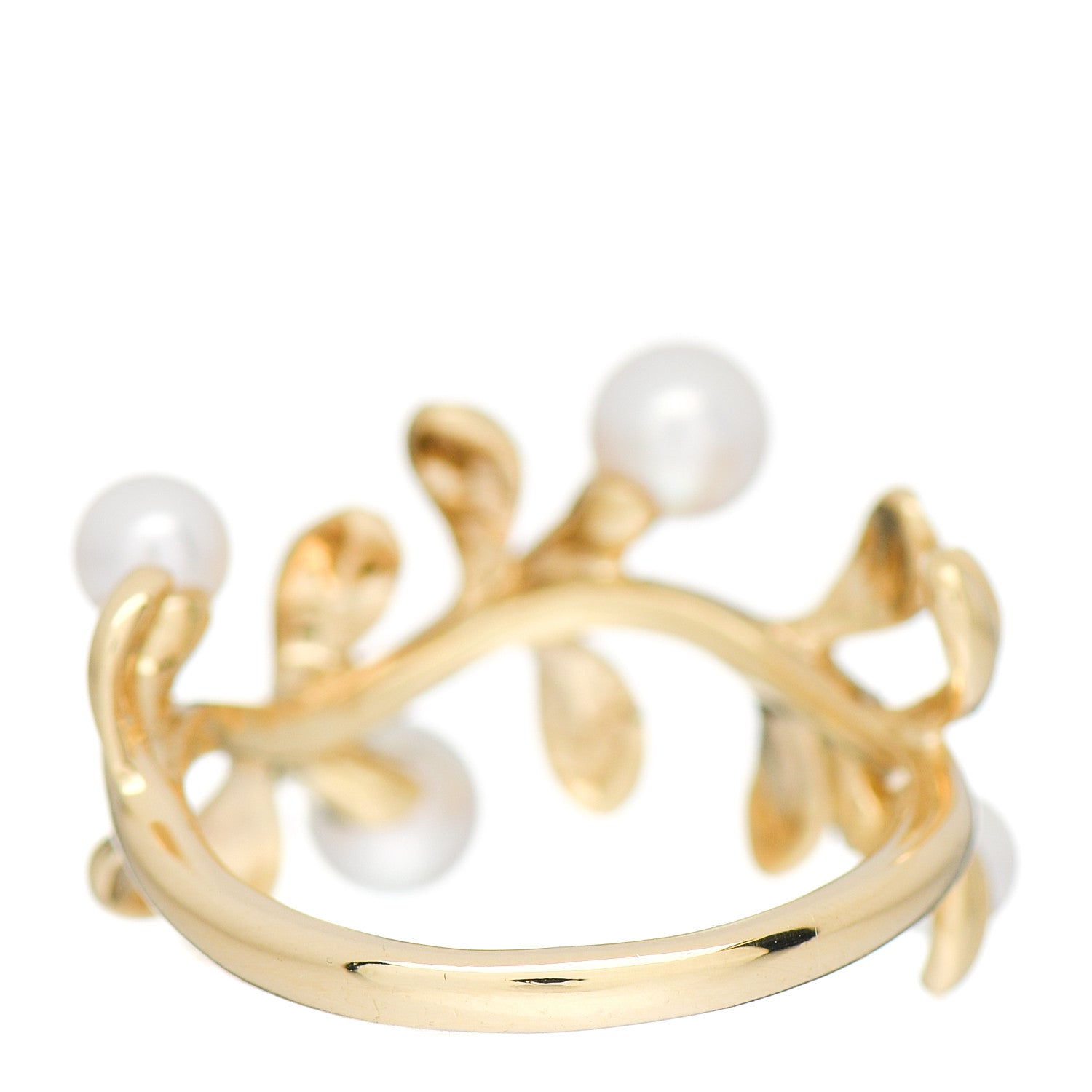 Mikimoto 18K Yellow Gold Akoya Pearl 4.5-5mm Leaf Ring 53 6.25 3 of 4