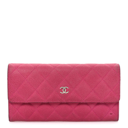 Chanel Caviar Quilted Large Gusset Flap Wallet Pink 1 of 9