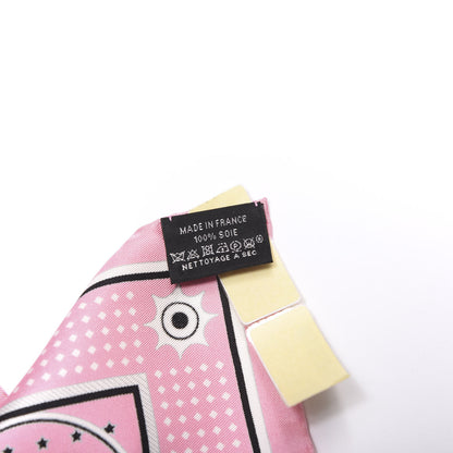Hermes Silk Les Voitures A Transformation Bandana Scarf 55 Rose Vif White Black 3 of 3