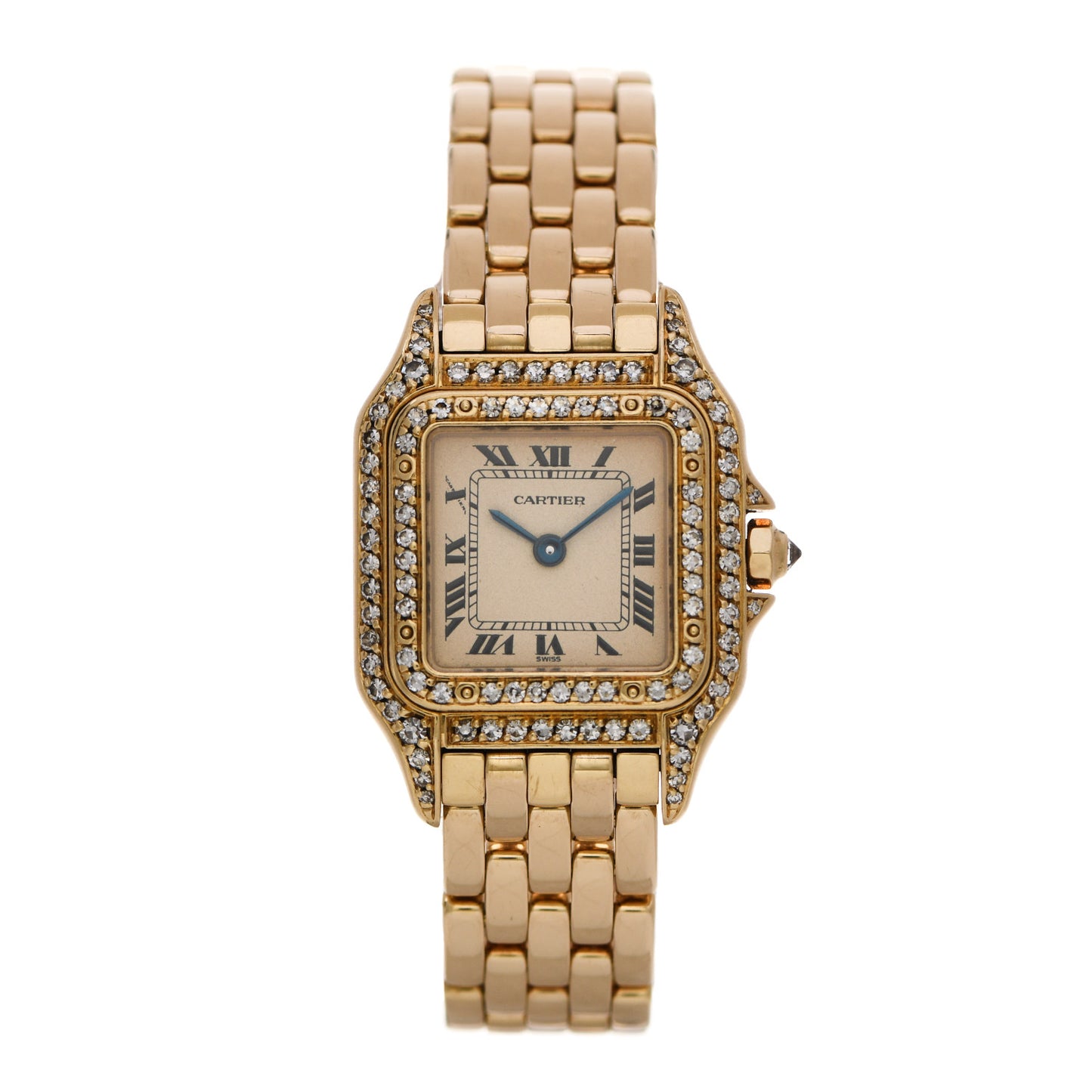 18K Yellow Gold Diamond 22mm Double Row Panthere Quartz Watch