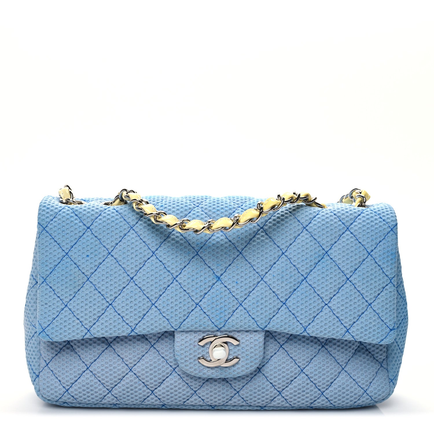 Chanel Neoprene Quilted Medium Single Flap Blue 1 of 9