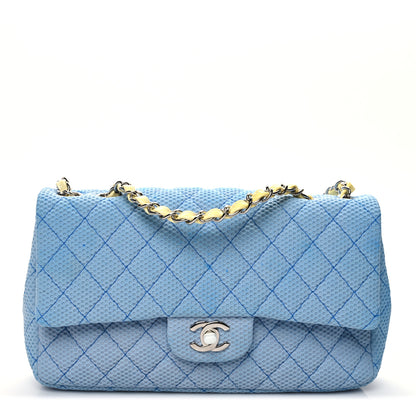 Chanel Neoprene Quilted Medium Single Flap Blue 1 of 9