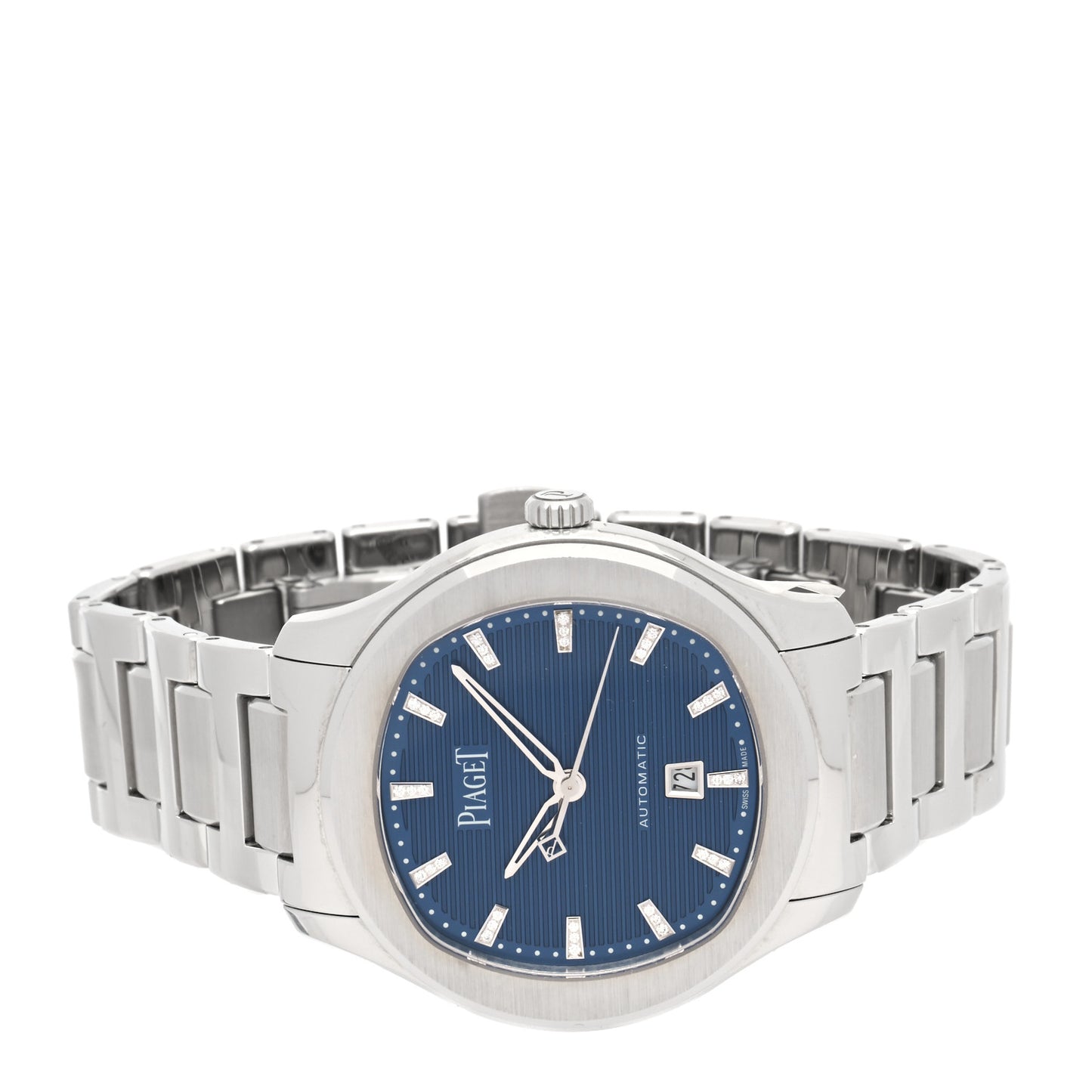 Stainless Steel Diamond 36mm Polo Date Automatic Watch Blue