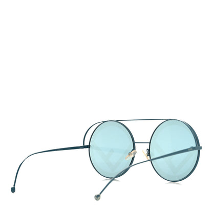 Fendi Metal F is Fendi Printed Run Away Round Frame Sunglasses FF 0285/S Blue 4 of 7