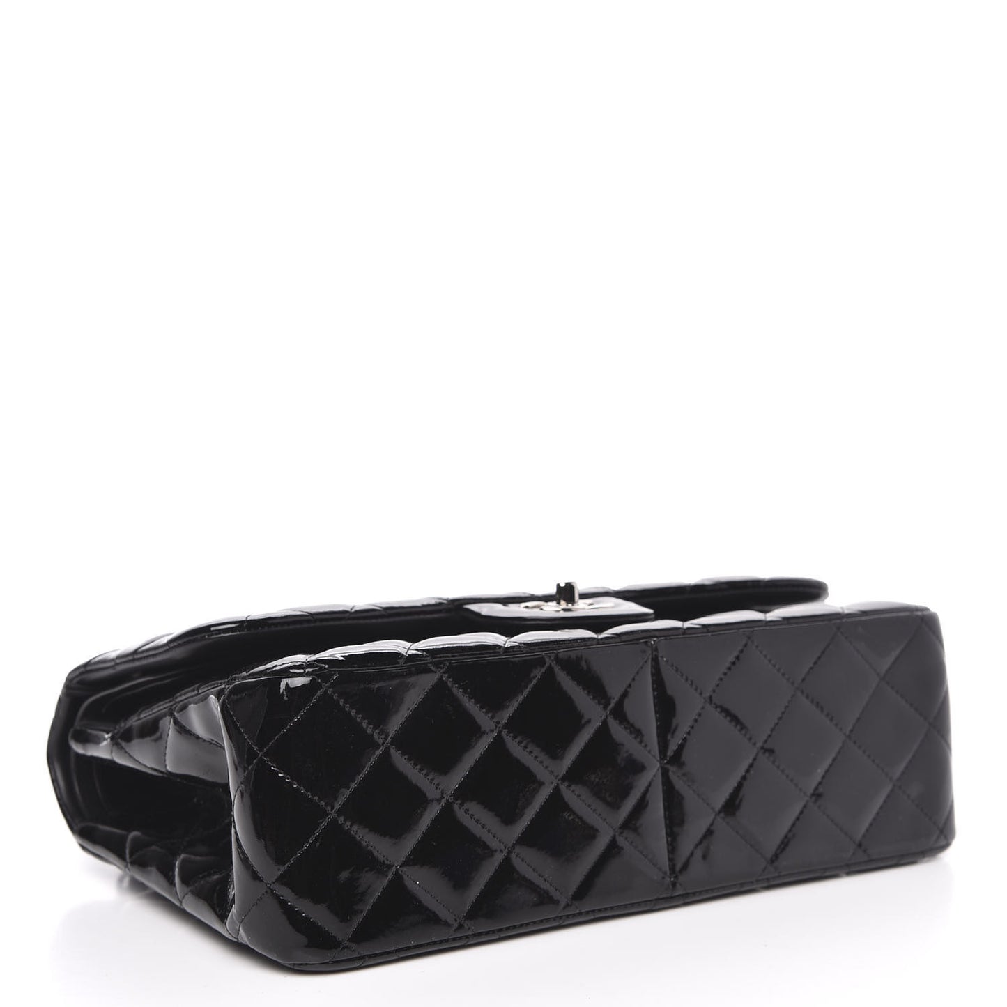 Patent Quilted Jumbo Double Flap Black