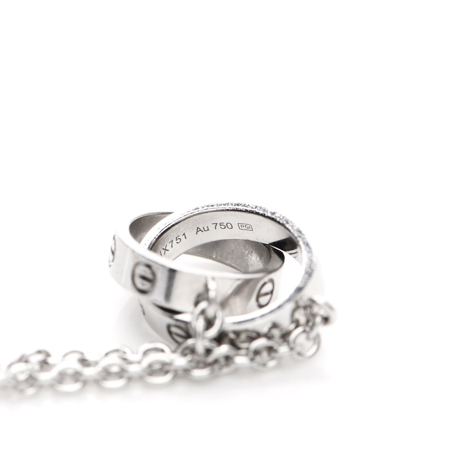 Cartier 18K White Gold Interlocking LOVE Necklace 5 of 5