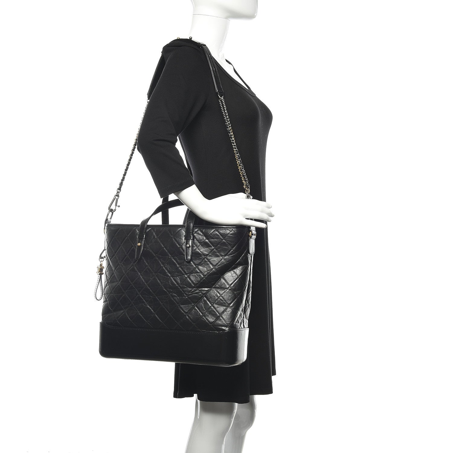 Chanel Calfskin Quilted Large Gabrielle Shopping Tote Black 2 of 13