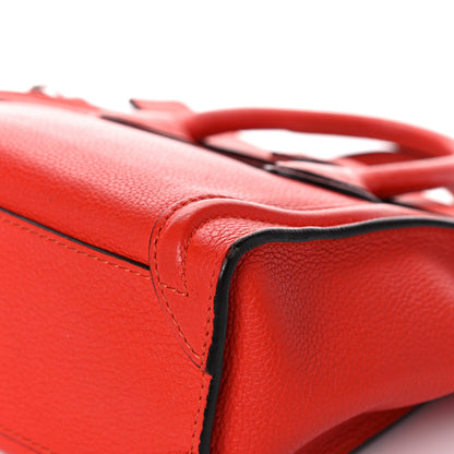 Celine Drummed Calfskin Nano Luggage Vermillion 14 of 25